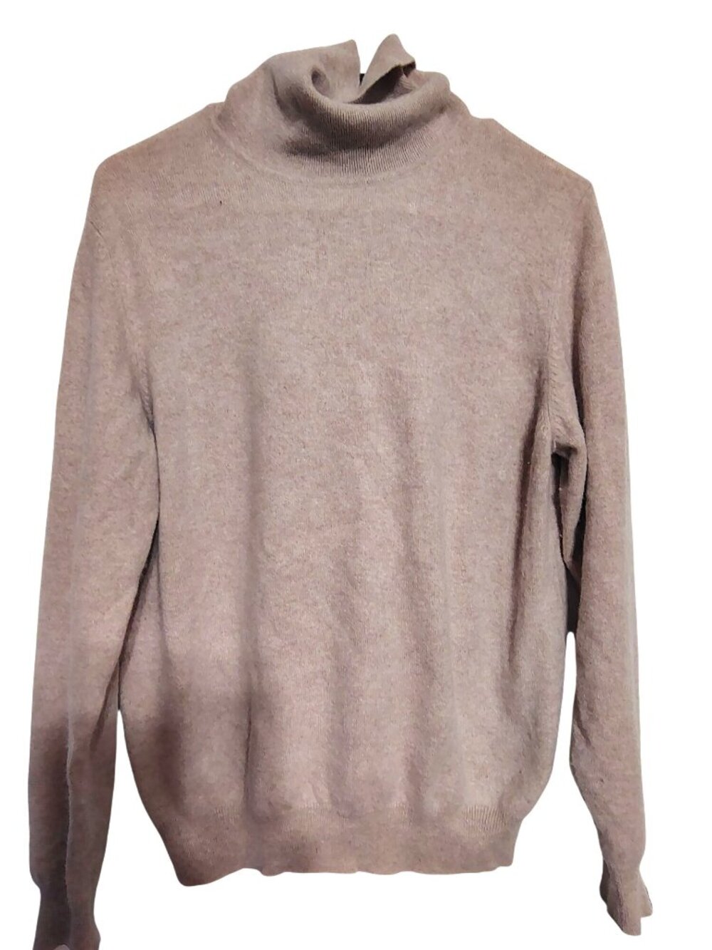 Herman Geist Size Medium 100% Cashmere Sweater Beige Cowl Neck Quiet Luxury